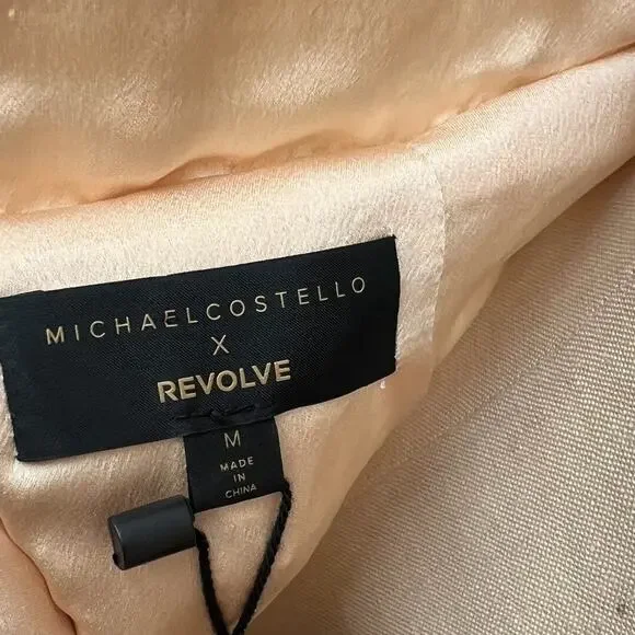 Michael Costello x Revolve Valerie Dress Mini Long Sleeve Sequin Ivory Medium - Picture 13 of 15